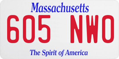 MA license plate 605NW0