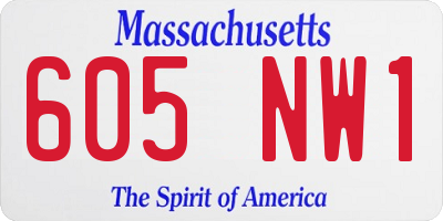 MA license plate 605NW1