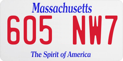 MA license plate 605NW7