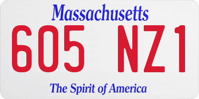 MA license plate 605NZ1