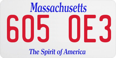 MA license plate 605OE3