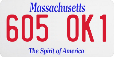MA license plate 605OK1