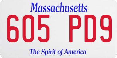 MA license plate 605PD9