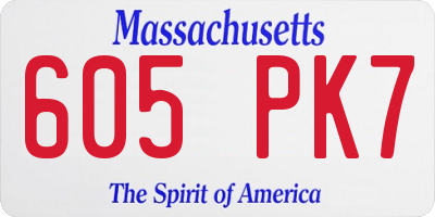 MA license plate 605PK7