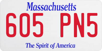 MA license plate 605PN5
