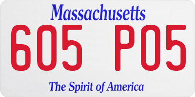 MA license plate 605PO5