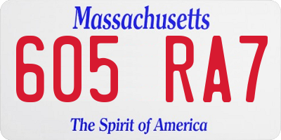 MA license plate 605RA7