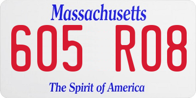 MA license plate 605RO8