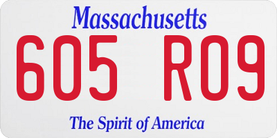 MA license plate 605RO9