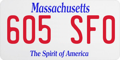 MA license plate 605SF0