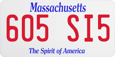MA license plate 605SI5