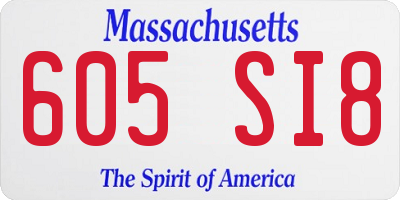 MA license plate 605SI8