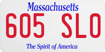 MA license plate 605SL0
