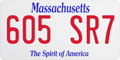 MA license plate 605SR7