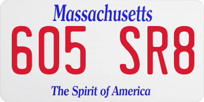 MA license plate 605SR8