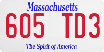 MA license plate 605TD3