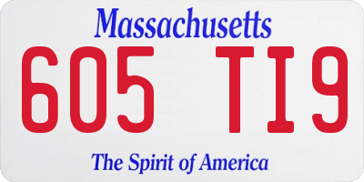 MA license plate 605TI9