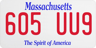 MA license plate 605UU9
