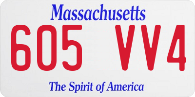 MA license plate 605VV4