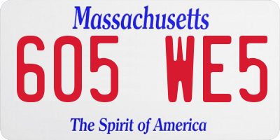 MA license plate 605WE5