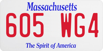 MA license plate 605WG4
