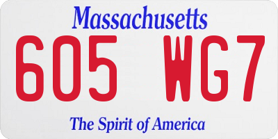 MA license plate 605WG7
