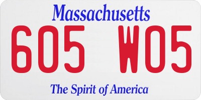MA license plate 605WO5