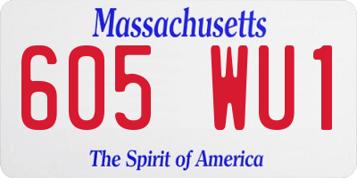 MA license plate 605WU1