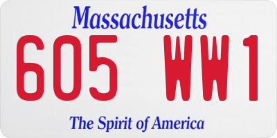 MA license plate 605WW1