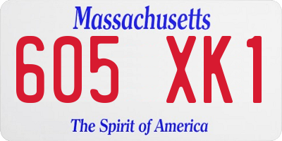MA license plate 605XK1