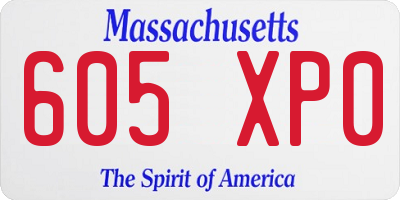 MA license plate 605XP0