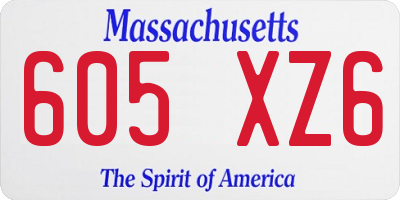 MA license plate 605XZ6