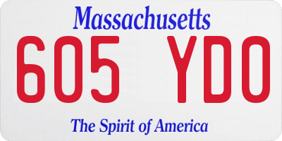 MA license plate 605YD0