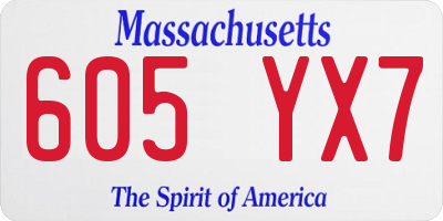 MA license plate 605YX7