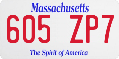 MA license plate 605ZP7