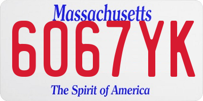 MA license plate 6067YK
