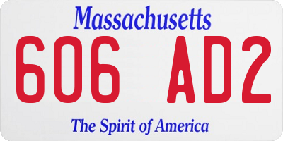 MA license plate 606AD2