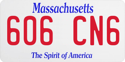 MA license plate 606CN6