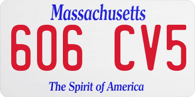 MA license plate 606CV5