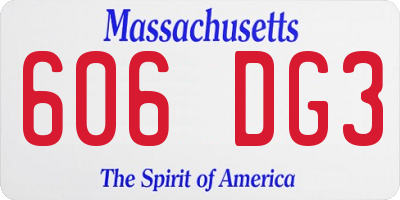 MA license plate 606DG3