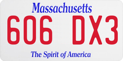 MA license plate 606DX3