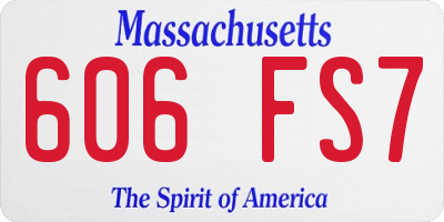 MA license plate 606FS7