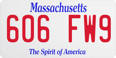 MA license plate 606FW9