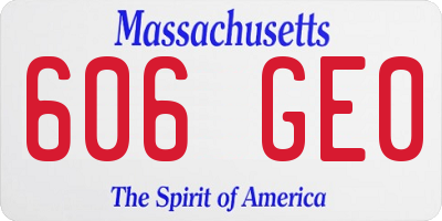 MA license plate 606GE0