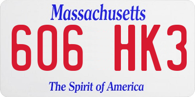 MA license plate 606HK3
