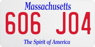 MA license plate 606JO4