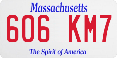 MA license plate 606KM7
