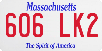 MA license plate 606LK2