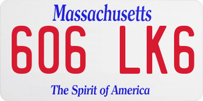 MA license plate 606LK6