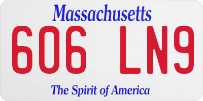 MA license plate 606LN9